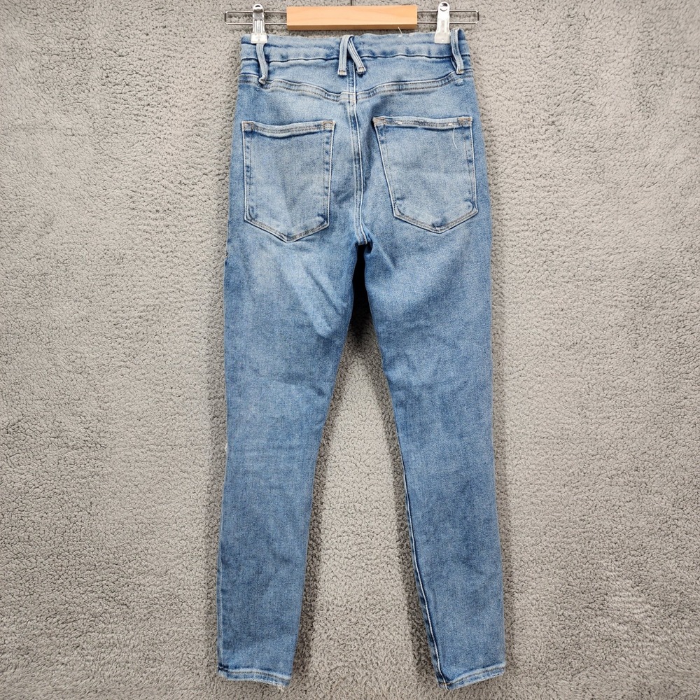 Good American Women's 2/26 Medium Wash Blue Denim Distressed‎ Jeans - Picture 5 of 13
